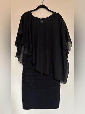 Enfocus Studio Black Asymmetrical Layered Chiffon Dress